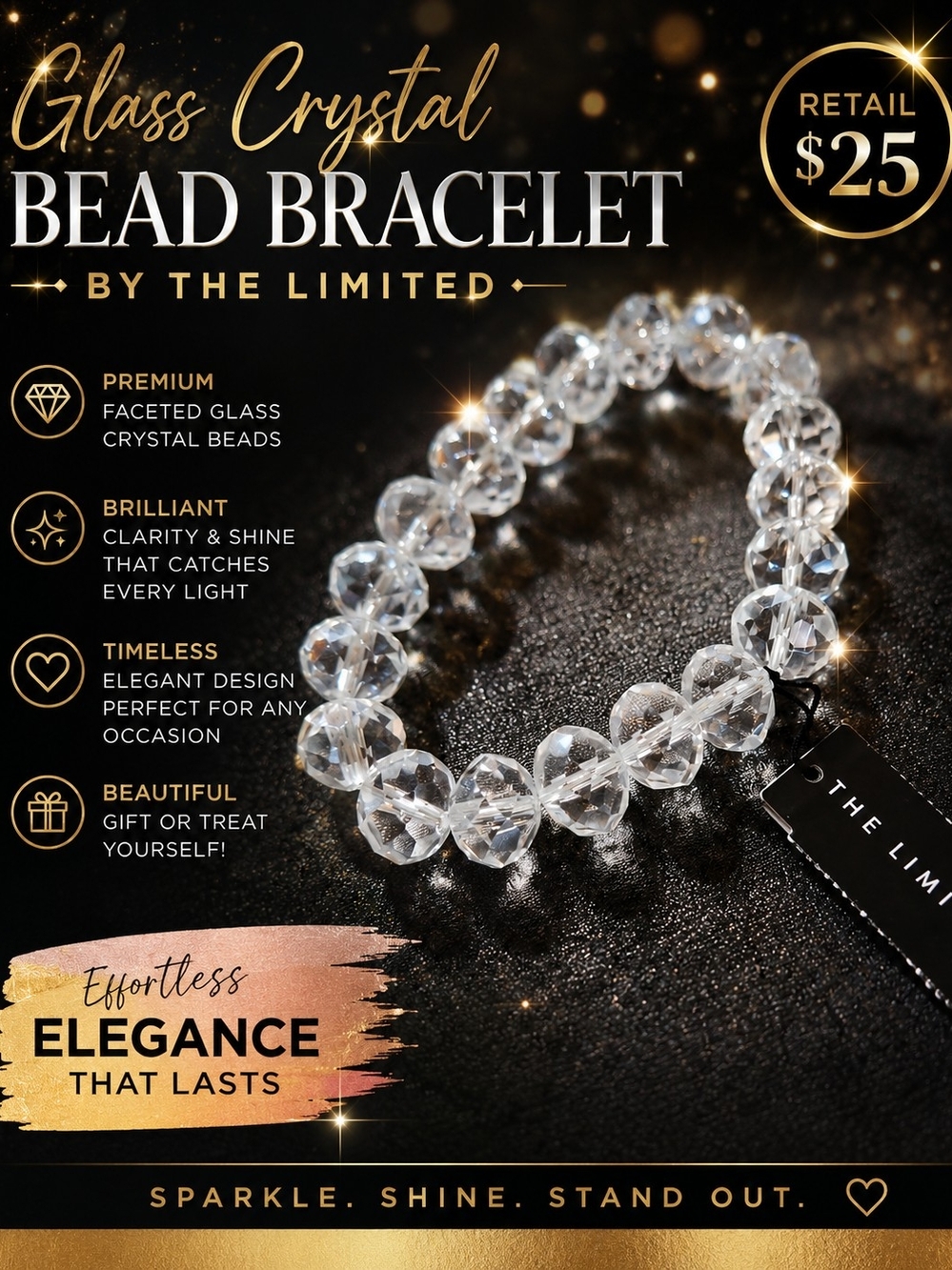 The Limited Clear Crystal Glass Bead Bracelet